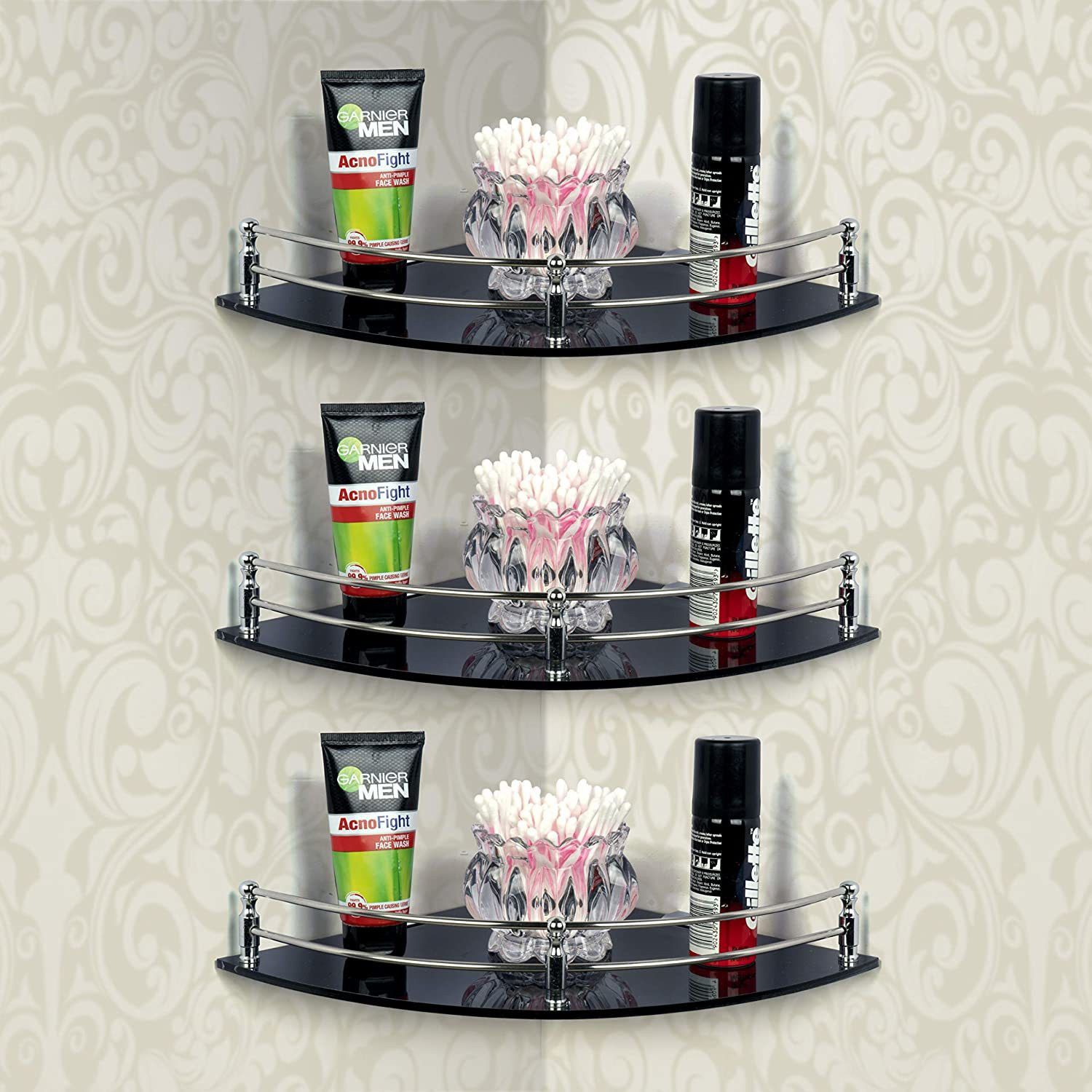 flaner 9x9 Inch Acrylic Bathroom Corner Shelf/Bathroom Stand/Bathroom Shelves/Wall Shelf/Wall Rack/Bathroom Rack/Kitchen Shelf/ Bathroom Accessories(MADE IN INDIA) Acrylic Wall Shelf-picture-10