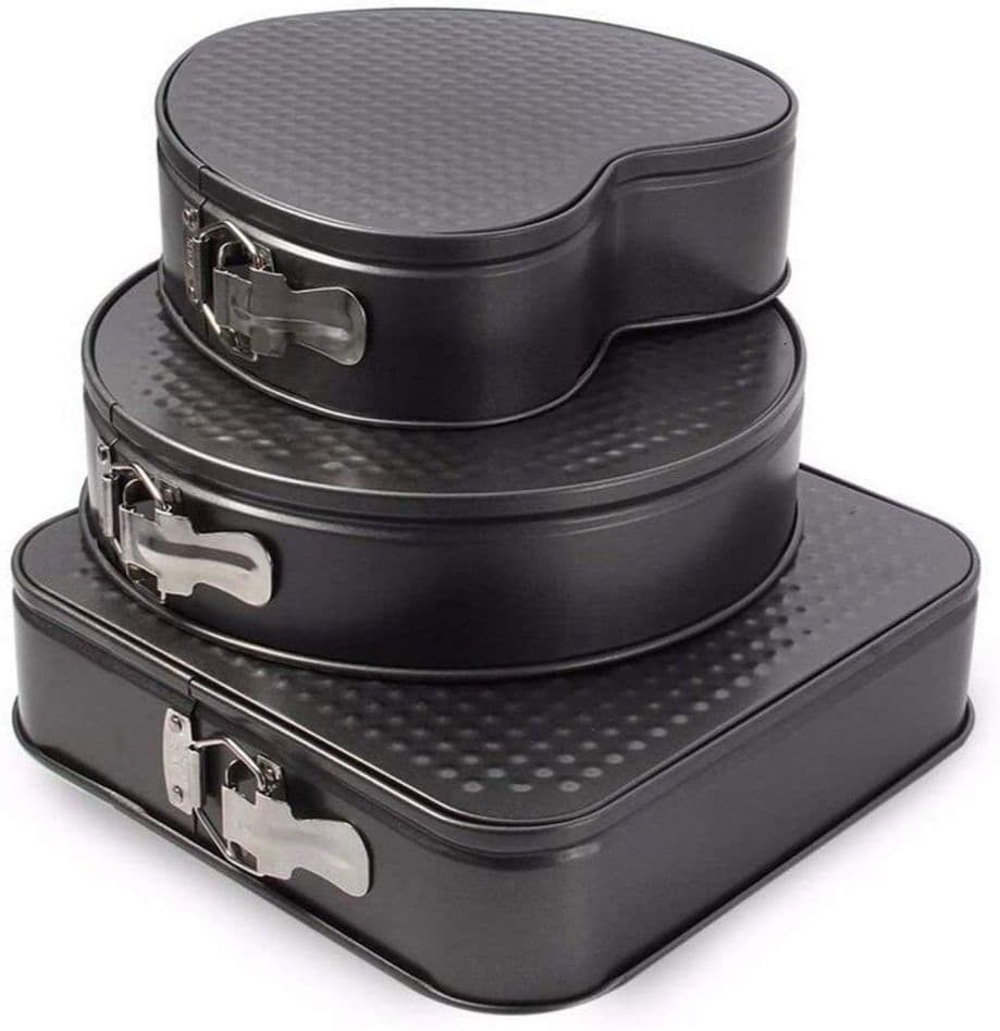 Cake Mould Of Shapes Square/Heart/Round for Mould Cake Mould Combo Set( PACK OF 3) Black Full Cake Maker Cake Maker