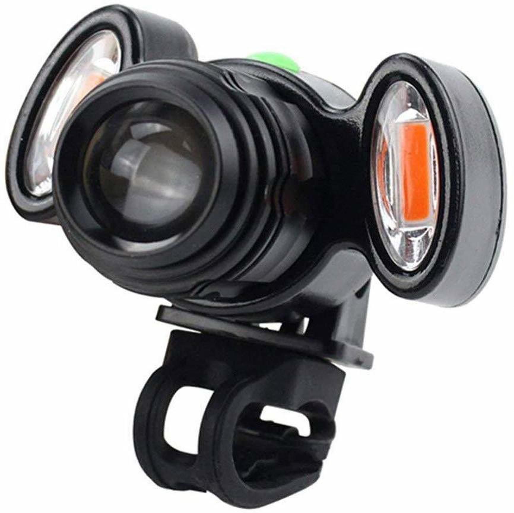 Bicycle Headlight 4 Mode LED Focus Front Light with 2 warning lights LED (Black) LED Front Light-image-6
