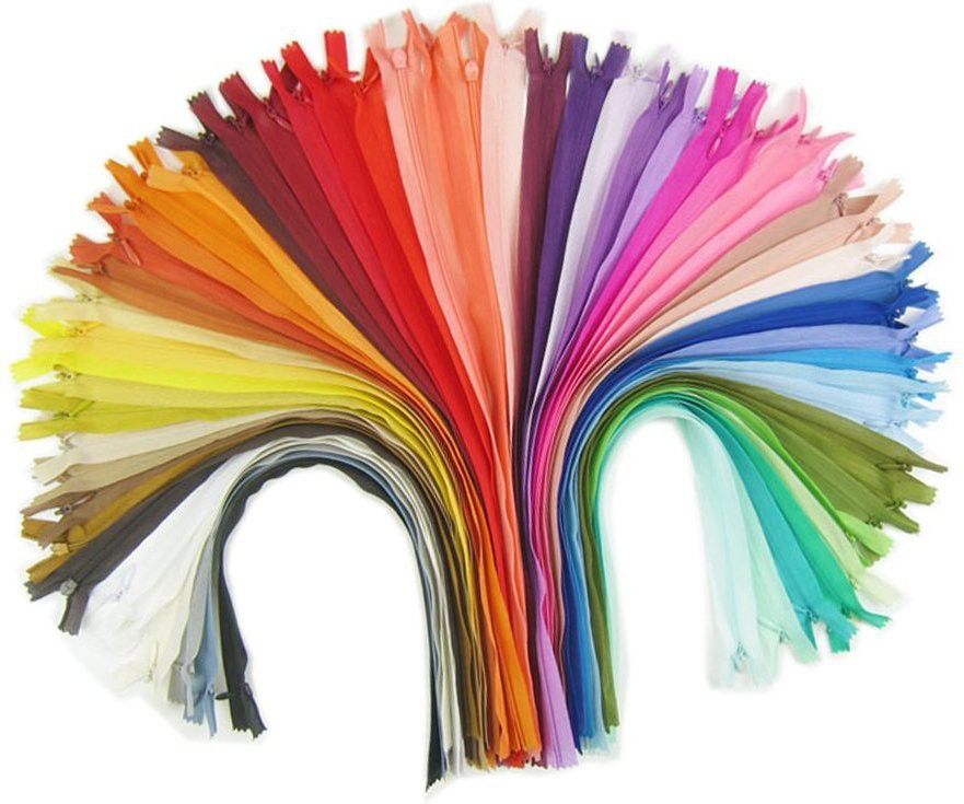 Invisible Zippers 50pcs : Slid Part 40cm| No3,40cm Length | Sewing Materials | Garment Accessories | High Intensity Dress, Pillow, Cushion zipper Multicolor Plastic Invisible Zipper-image-2
