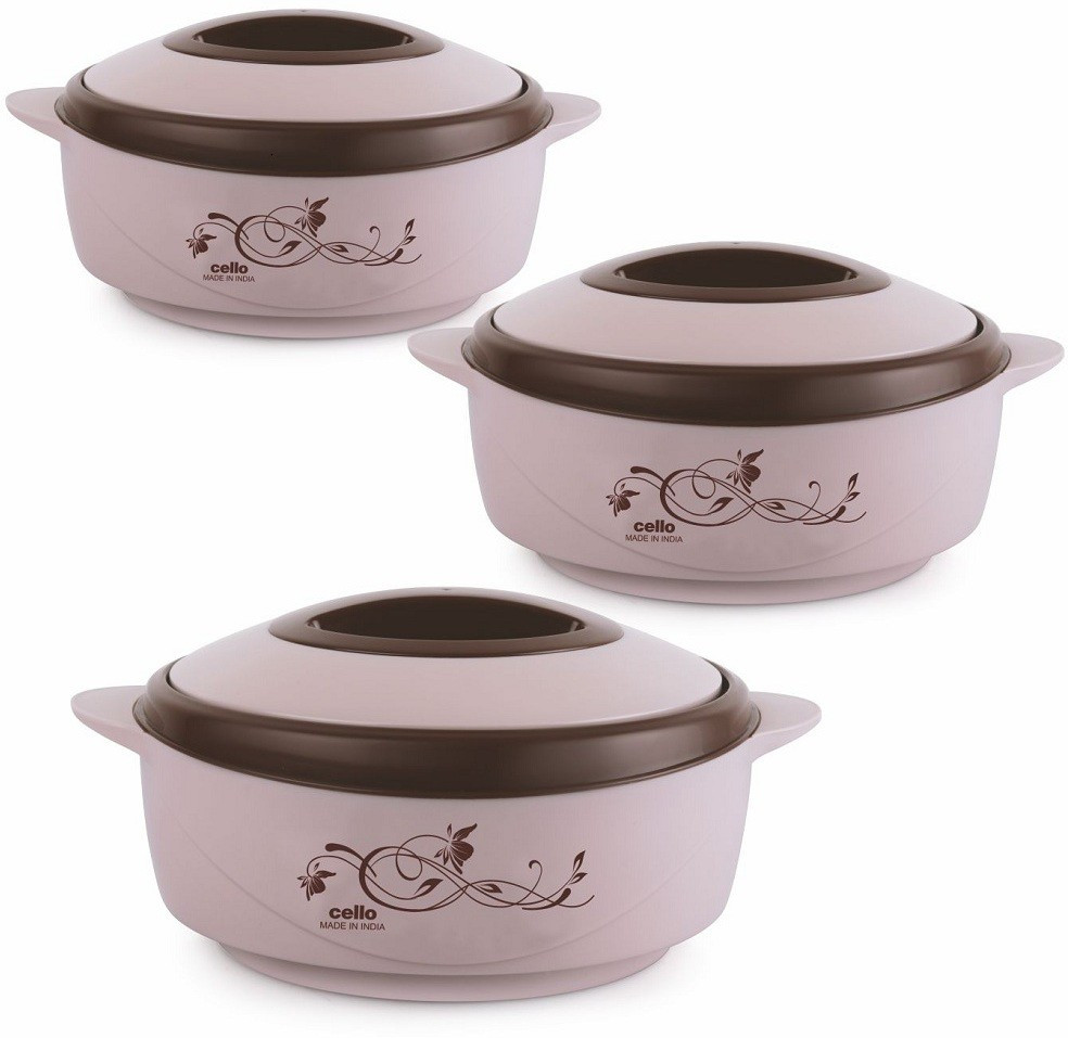cello Cherish Pack of 3 Thermoware Casserole Set Brown Pack of 3 Cook and Serve Casserole image 1