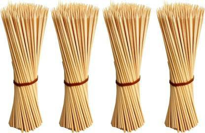 pollwala Set Of 400 Kebab stick, roast stick, Bamboo Skewers ,barbecue Sticks Disposable Wood Roast Fork (Pack of 4) Disposable Wooden Salad Fork, Serving Fork, Fruit Fork, Dinner Fork, Roast Fork image 1