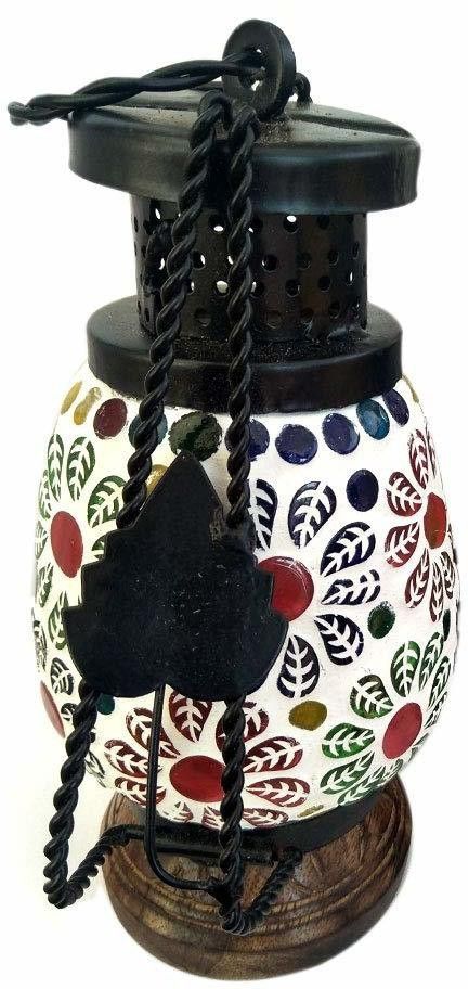 Hand Painted On Glass Decorative Design Traditional Hanging Lantern Lamp for Home Decoration Multicolor Wooden, Glass Hanging Lantern-image-19