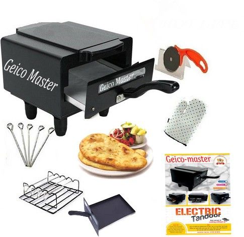 Heavy Weight Electric Tandoor with Pizza Cutter,Recipe Book,Nonstick Sheet,Grill,4 Skewers,Glove(Size Mini) Electric Tandoor-image-19