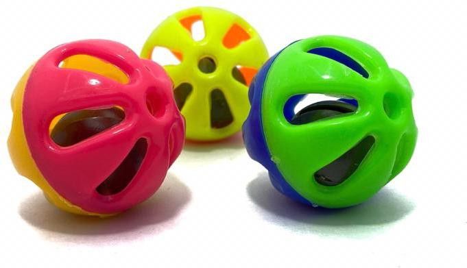 Bird Interactive Bell Ball, Bird Toy for Parakeet, Cockatiel, Budgerigar, Parrots, 1 Inch, Medium, (Pack of 3) Plastic Ball For Bird