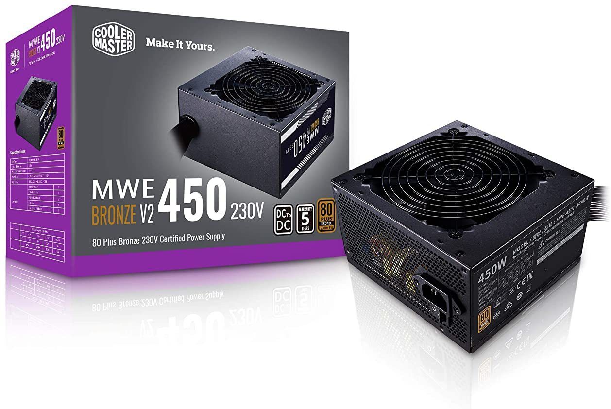 COOLER MASTER MWE 450 Bronze V2 230v, 80 Plus Bronze Certified 450 Watts PSU