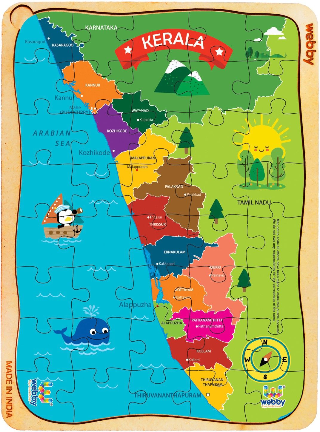 webby Kerala Map Wooden Jigsaw Puzzle, 40pcs-picture-19