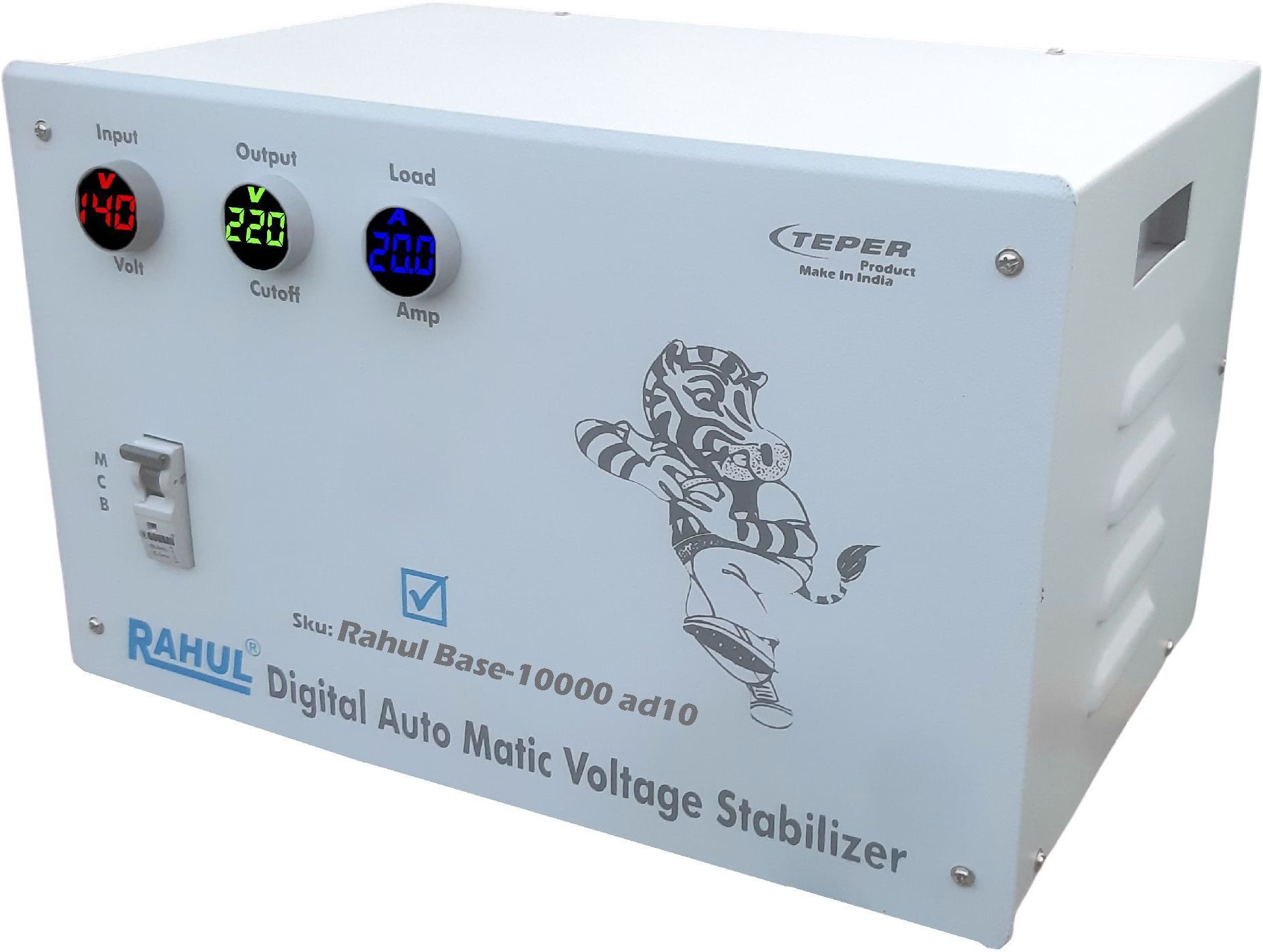 Base-10000 ad10 Kva/40 Amp,3 Booster,Input 140-280 Volt,Use a Maximum of 40 Amp Load,With 3 Metar Input,Output+Load Metar,With Over Load MCB,Mainline Automatic Digital Voltage Stabilizer Digital Automatic Voltage Stabilizer-image-10