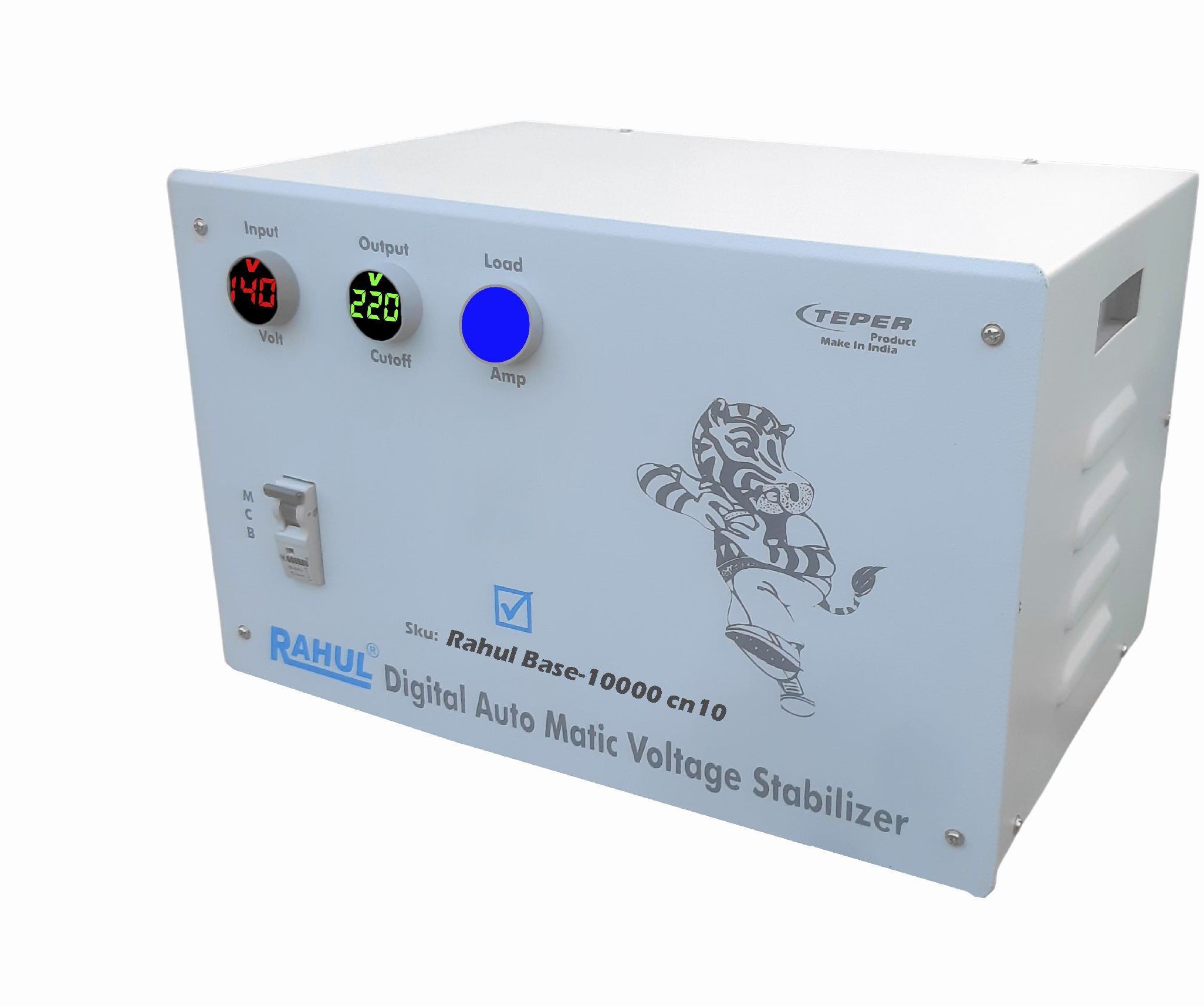 Base-10000 cn10 Kva/40 Amp,3 Booster,Input 140-280 Volt,Use a Maximum of 40 Amp Load,With 2+1 Metar Input,Output+Load Indicator,With Over Load MCB,Mainline Automatic Copper Voltage Stabilizer Automatic Voltage Stabilizer-image-7