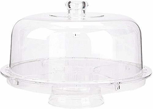 3-in-1 Acrylic Cake Stand with Dome Cover Lid Multi-Functional Serving Platter and Cake Plate - Use as Cake Holder,Salad Bowl,Punch Bowl,Veggie,Desert Platter,Nachos,Salsa Plate Acrylic Cake Server-image-20
