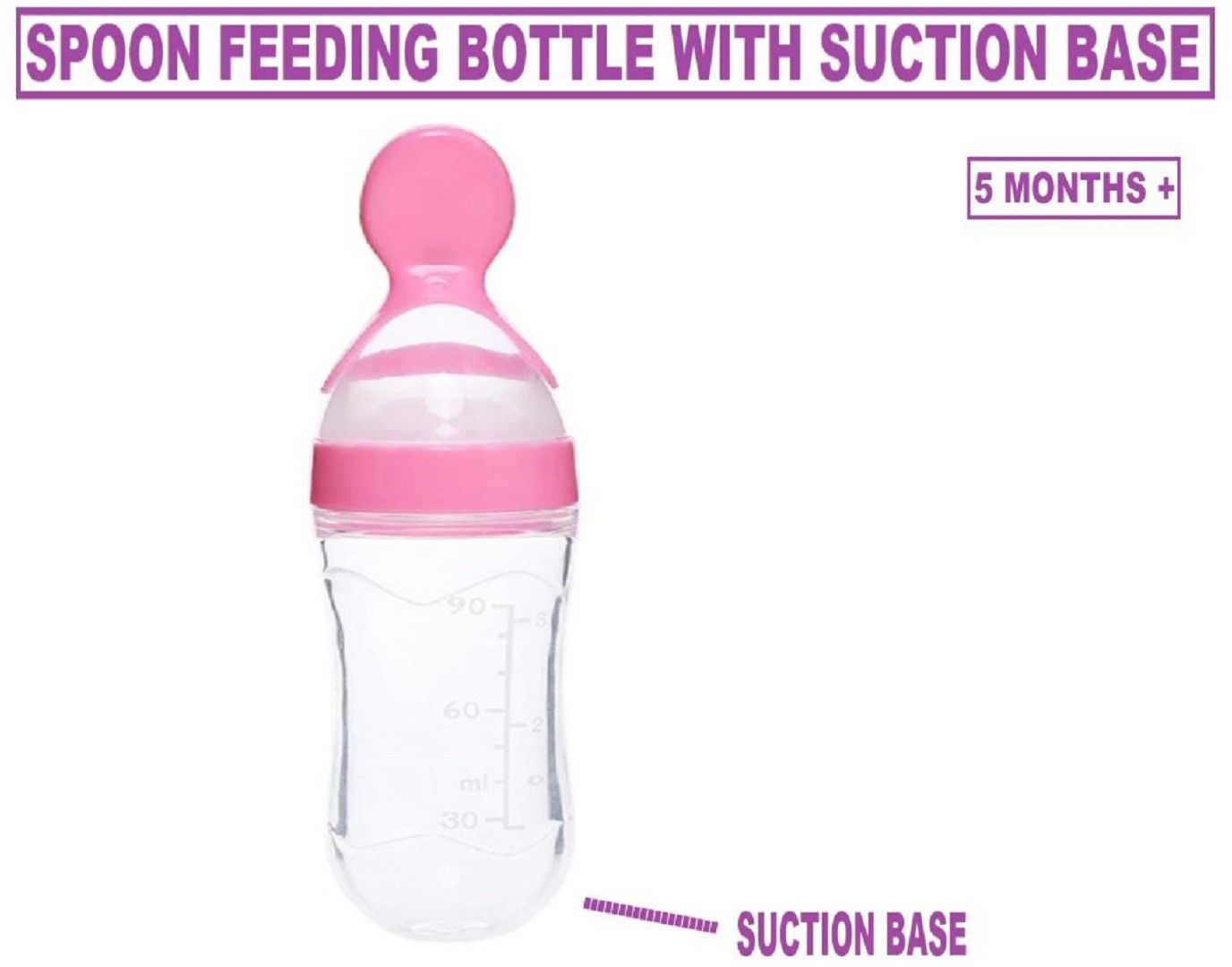 Baby Squeezy Food Grade Silicone Bottle Feeder Silicone Specially Used for Semi Solid With Inbuilt Suction Stand| Food Dispensing Spoon Fruit Vegetable Feeder| Rice Paste Milk Food Feeder | Spoon Feeder| Ceralac Feeder BPA Free( 5 Months+,90ML) - Food Grade Silicone-image-22