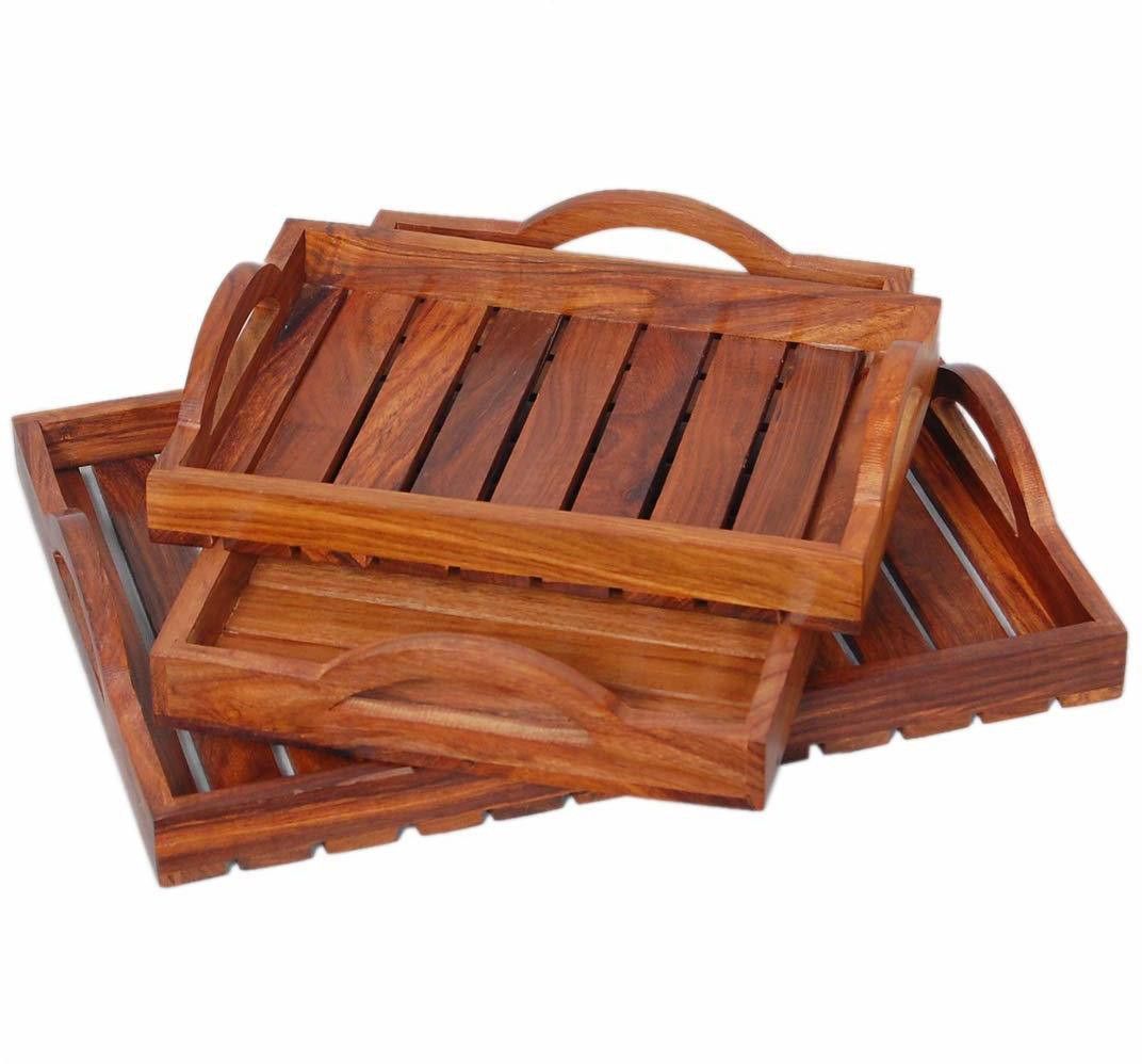 s a traders Wooden Handmade Tray| Serving Tray| Multipurpose Tray| Tray for Decoration| Tray for Storage| Gift Item| Wooden Tray for Kitchen or Tea Table Set Tray-picture-18
