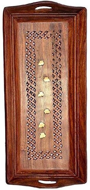 Handmade Wooden Serving Tray / Coffee Tray / Tea Tray / Fruits Serving Tray for Kitchen and Office Purpose Tray-image-47