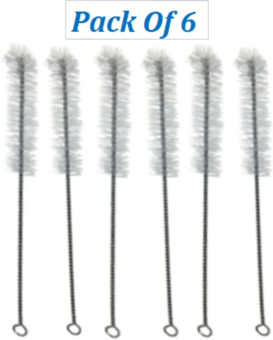 Nylon Test Tube Drinking Pipe Brush (White)- 6- Pieces (Silver)