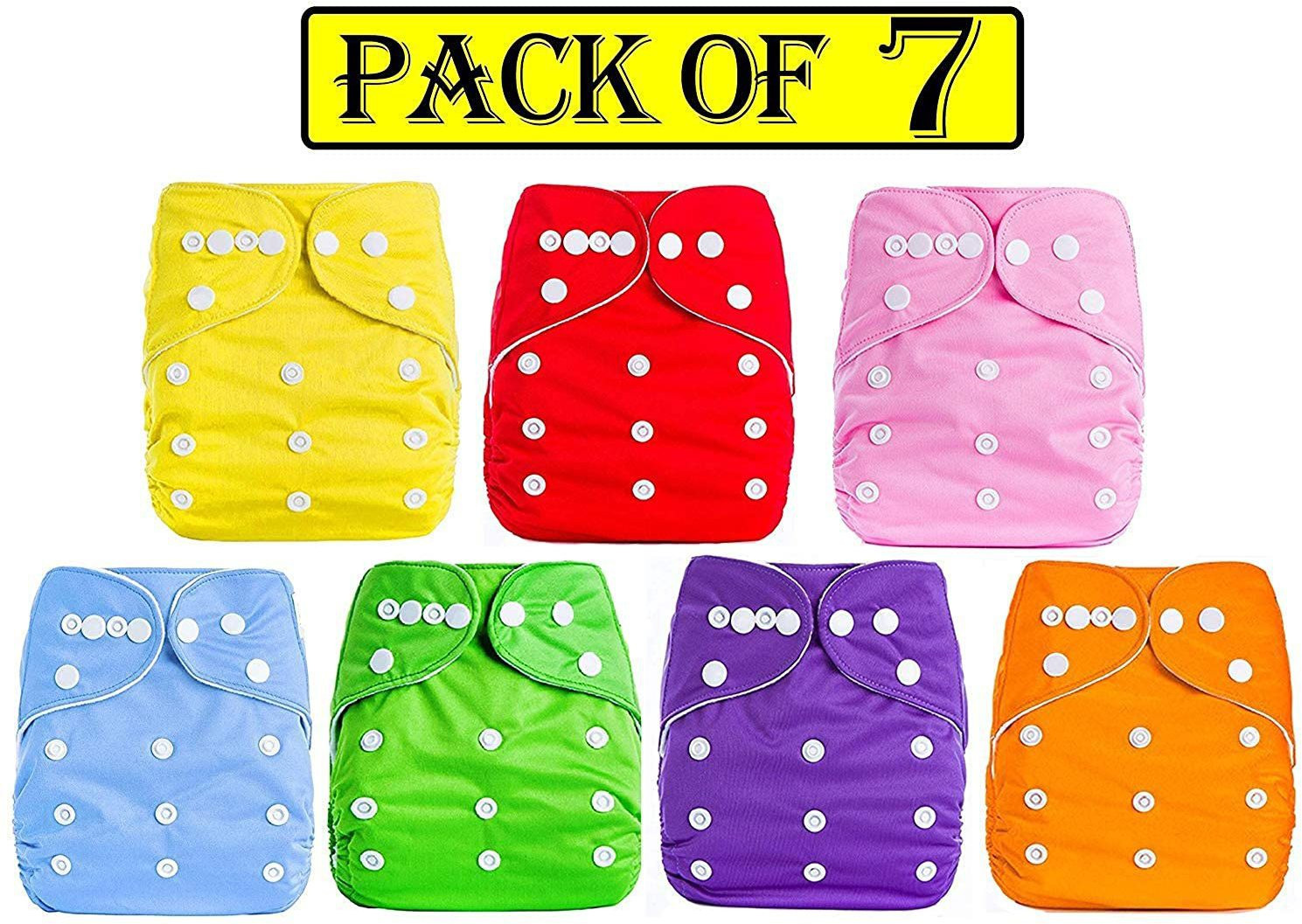 domenico Cloth Reusable Washable Diaper,Waterproof(Without Insert)(Pack of 7)(Mix Color) image 1