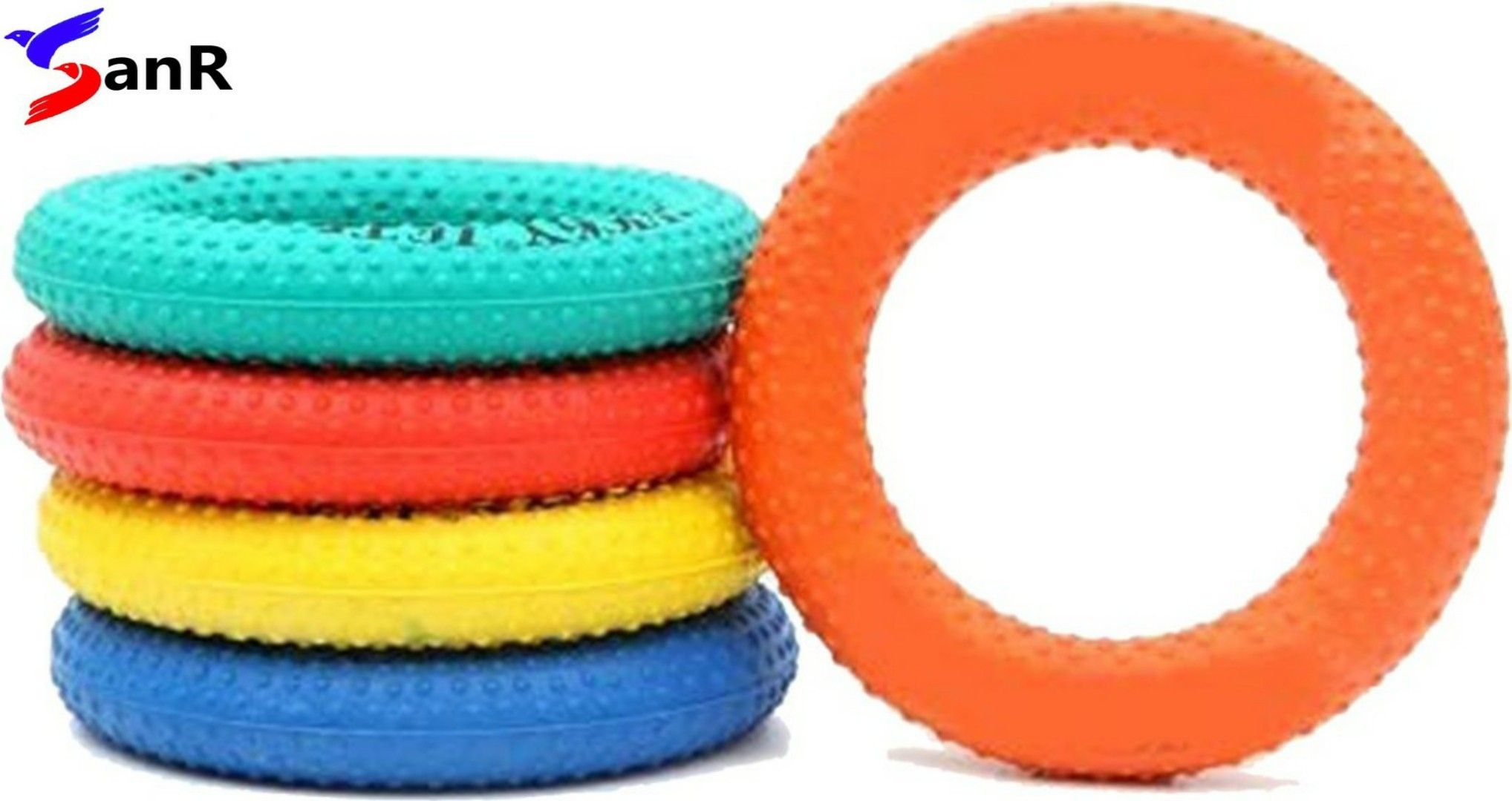 Tennikoit rubber Dotted griper ring multicolour pack of 5 Rubber Tennikoit Ring-image-11