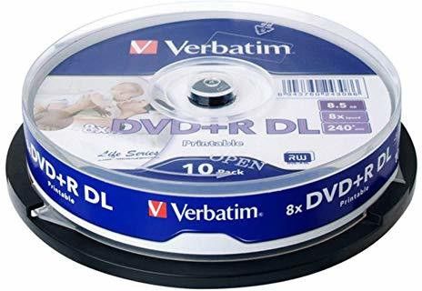 Verbatim DVD Recordable 64308 Double Layer DL Inkjet Printable IJP Pack of 10 Disc Cake Box Spindle 8.5 GB-image-40
