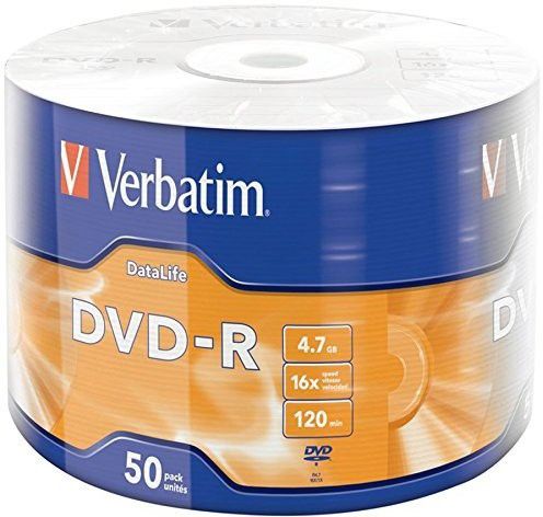 Verbatim DVD Recordable 43791 Pack of 50 Disc Shrink Wrap Speed 16x 4.7 GB
