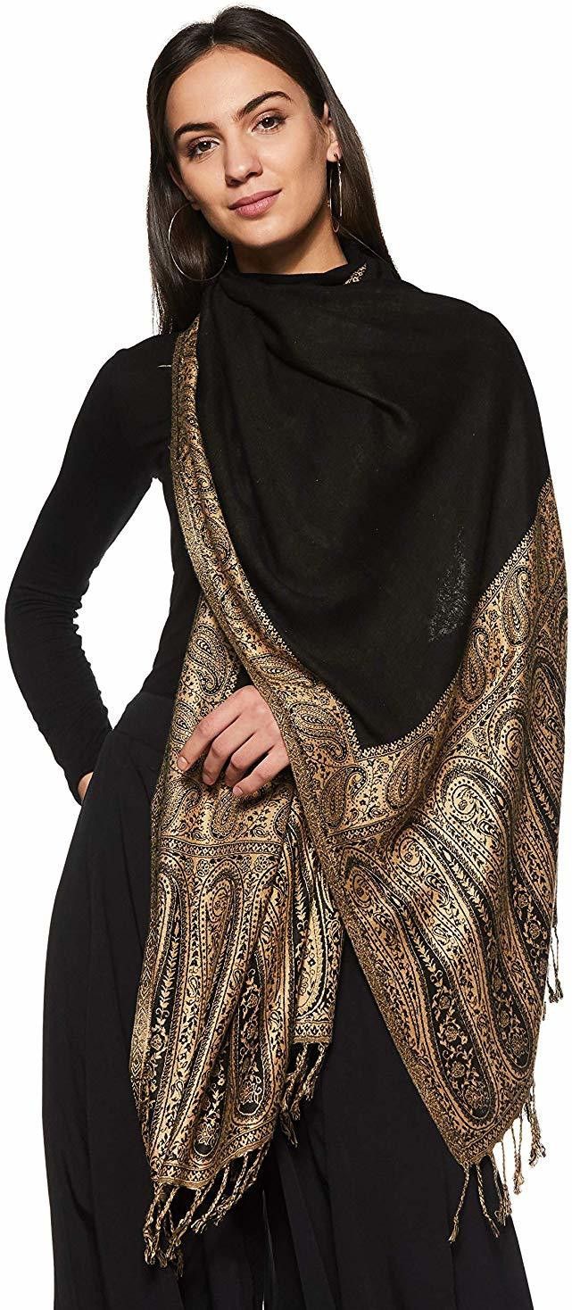 weavers villa Woven Viscose Women Black Scarf, Stole, Fancy Scarf-picture-26