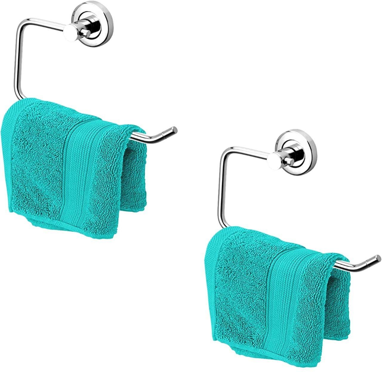 TBCD-0058 Standard Grade Stainless Steel Towel Ring for Bathroom/Wash Basin/Napkin-Towel Hanger/Bathroom Accessories (Chrome-Half Square) - Pack of 2 Pcs SILVER Towel Holder-image-30