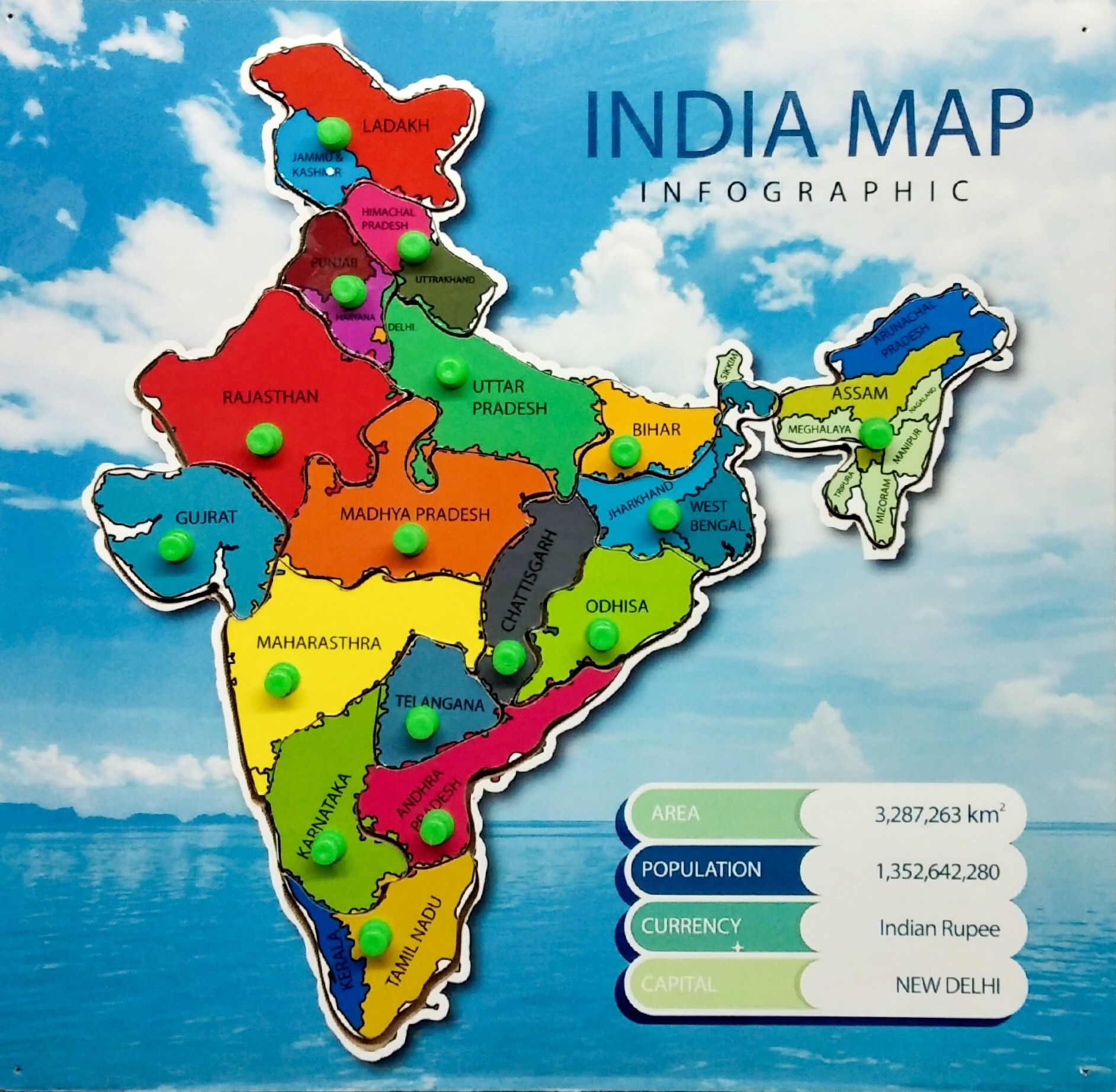 khilonewale Wooden Indian Map Puzzles Bharat ka naksha with 17 Knobs, Educational Puzzle,Learning Aid for Boys and Girls, Kids, Students ,-picture-26