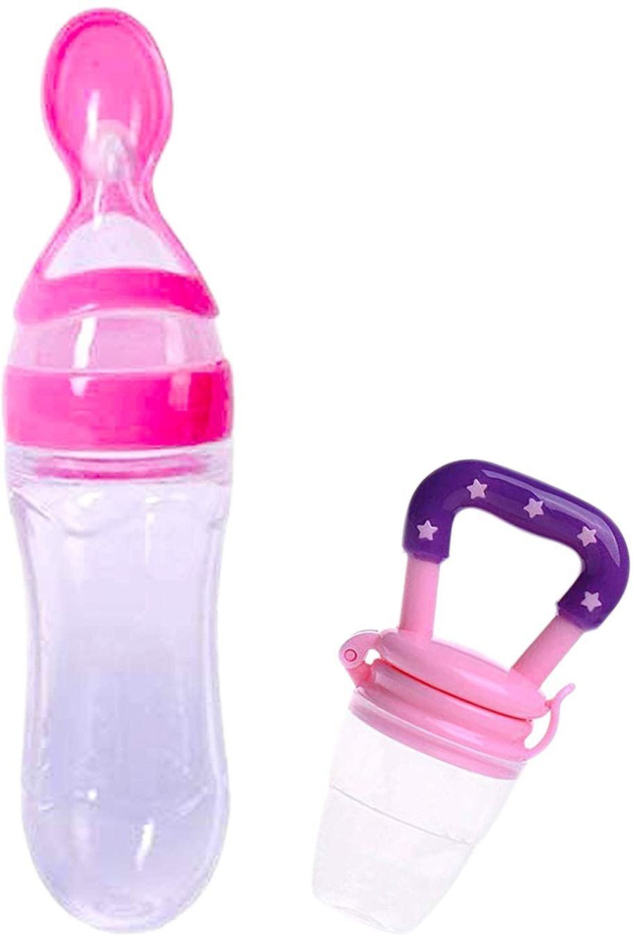 Baby Silicone Food Feeder And Fruit Nibbler Combo Teether and Feeder Teether and Feeder (Blue)- Silicone