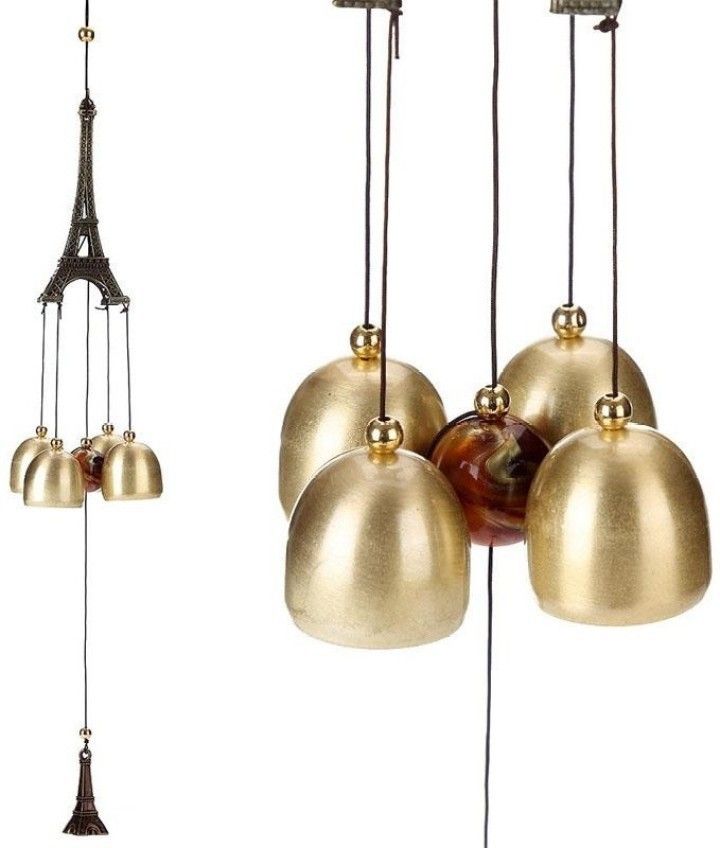 Eiffiel tower wind chime for home decoration and balcony,office,enterance decoration, (18 inche , brown ) 4 metal bell and 1 bronze Eiffel tower attached very good feng shui item Copper, Aluminium, Bronze Windchime-image-25