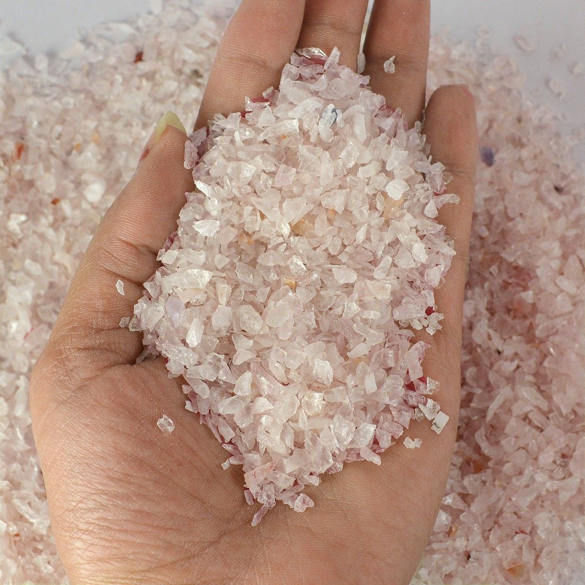 Rose Quartz Dust Natural Crystal Dust Stone Chura Reiki Healing Stone Powder 100 Grams Approx For Reiki Healing And Vastu Correction Regular Asymmetrical Crystal Stone