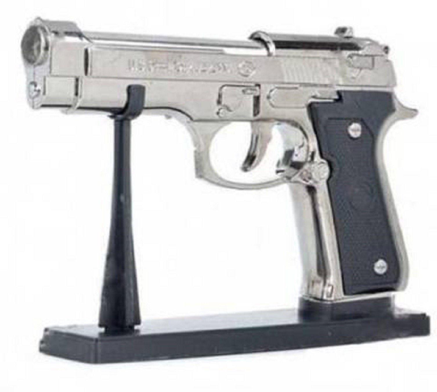astrums Baretta gun shaped refillable cigratte lighter with stand Baretta gun shaped refillable cigratte lighter with stand PIA INTERNATIONAL ABS BODY 9mm GUN SHAPE Pocket Lighter Pocket Lighter image 1