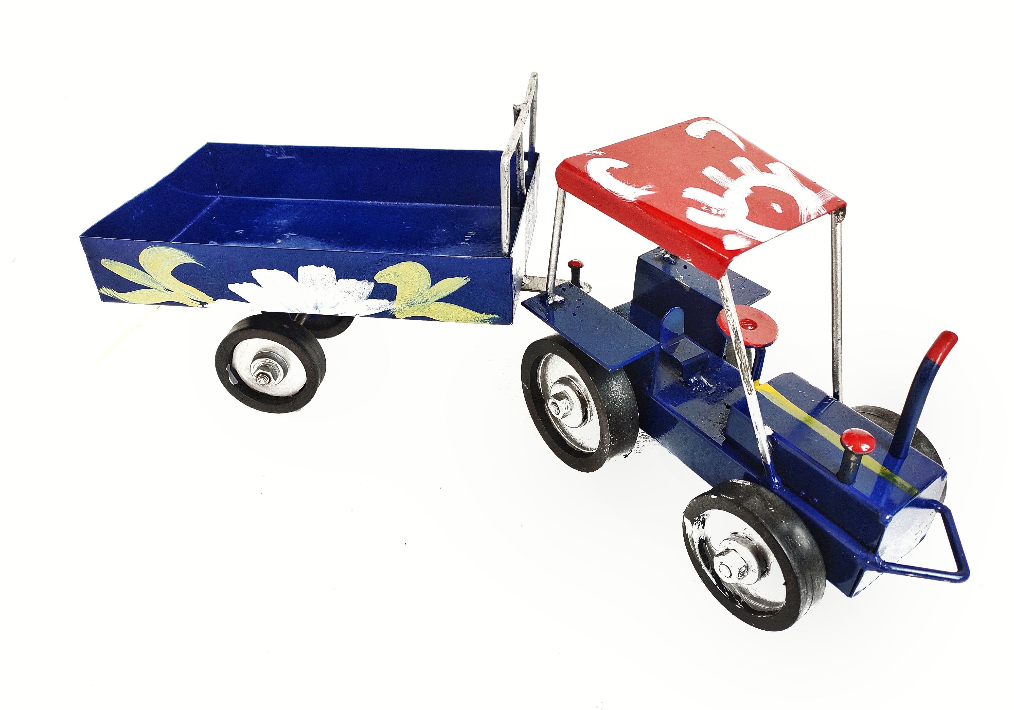 sanskar impex Metal tractor with designable and colorful Trolly (Blue & Red & green), Unbreakable Large and Long lasting Toy cum Show piece (Red & Blue & green, Pack of: 1) (Green, Red, Blue, Pack of: 1)-picture-23