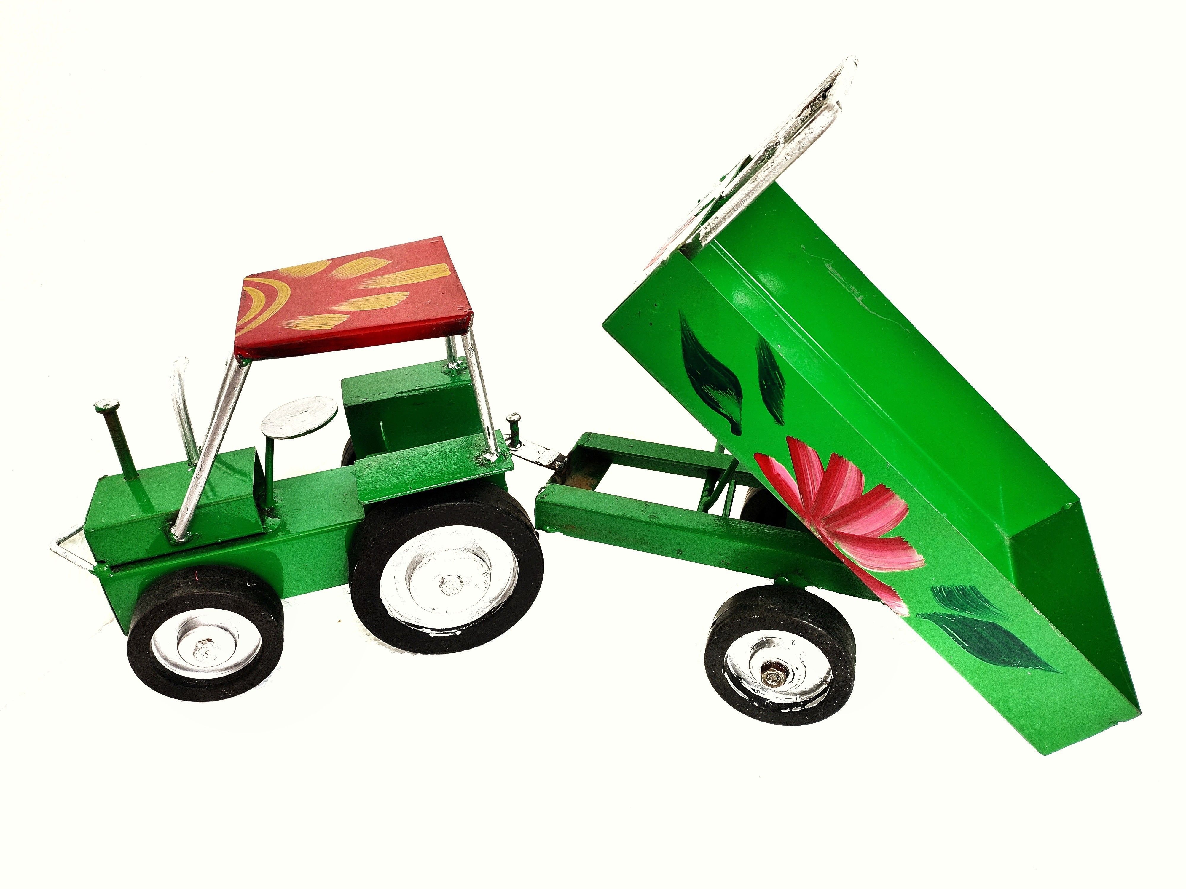 yogi selling Metal tractor with designable and colorful Trolly (multicolour), Unbreakable Large and Long lasting Toy cum Show piece (Multi-Color)-picture-17