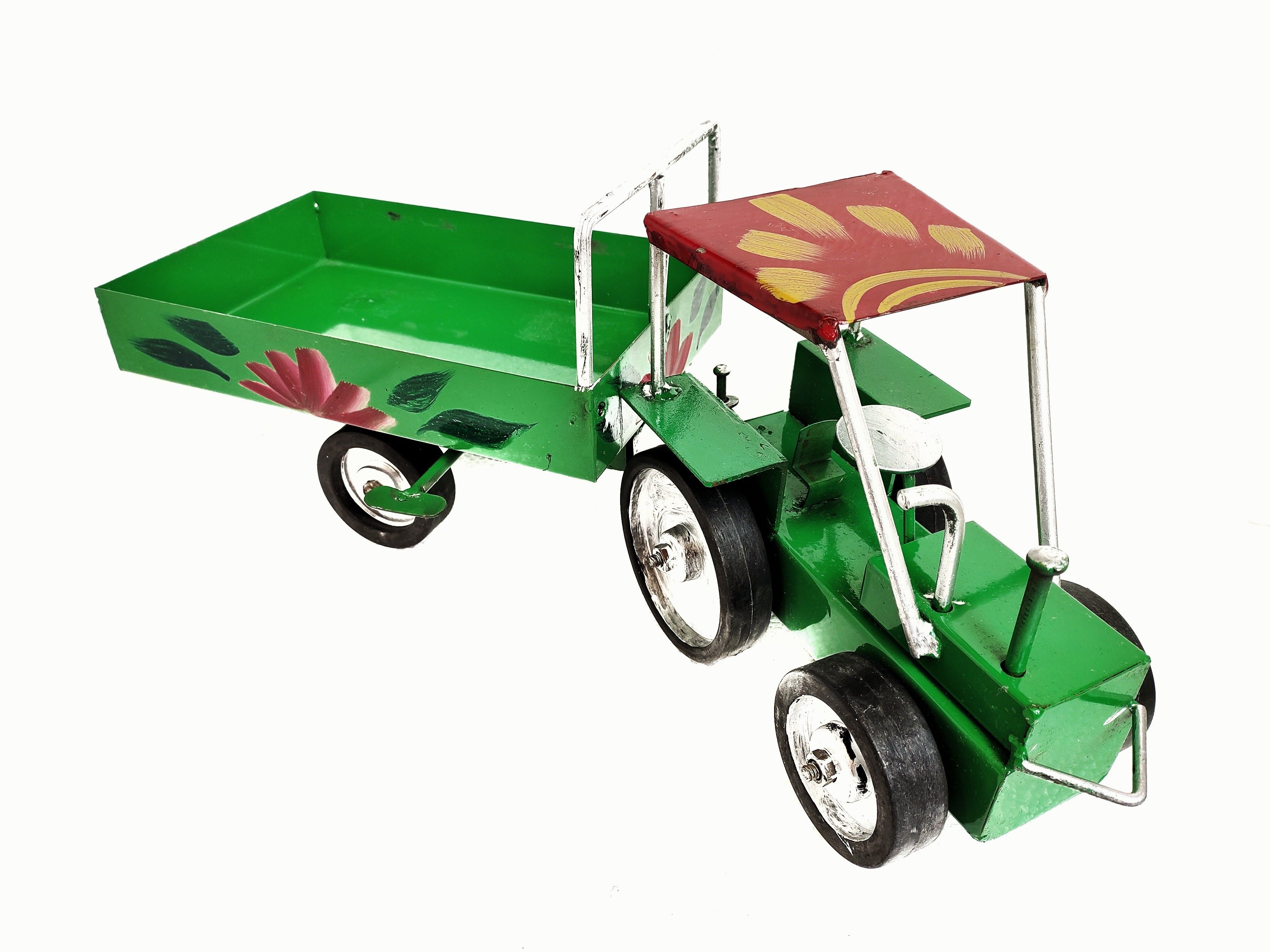 Metal tractor with designable and colorful Trolly (green), Unbreakable Large and Long lasting Toy cum Show piece (green, Pack of: 1) Rattle-image-39