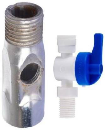 Steel Inlet Ball Valve Set 1/4" + Plastic Connector for Connection of Ro/Uv Water Purifiers with Raw Water Tap Tap Mount Water Filter