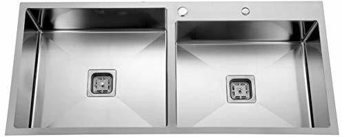 arquin 32" x 18" x 10" HANDMADE MATT FINISH DOUBLE BOWL WITH TAP HOLE STAINLESS STEEL KITCHEN SINK Kitchen Sink-Tap Hole -32x18x10 Vessel Sink-picture-22