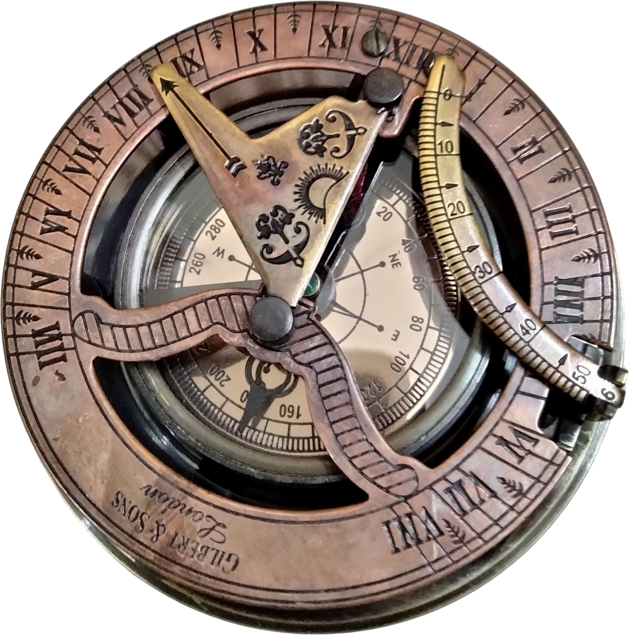 Brass Round Sundial Compass Antique Vintage Gift Compass-image-33