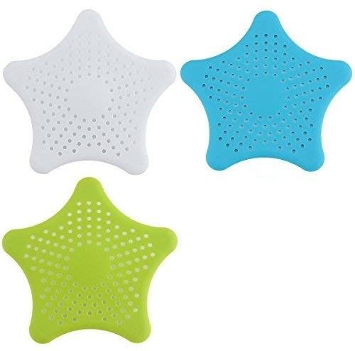 Hair Catcher Durable Silicone Hair Stopper Shower Drain Covers Easy to Install and Clean for Bathroom Bathtub and Kitchen Sink (Pack of 3) Hair Wash Basin