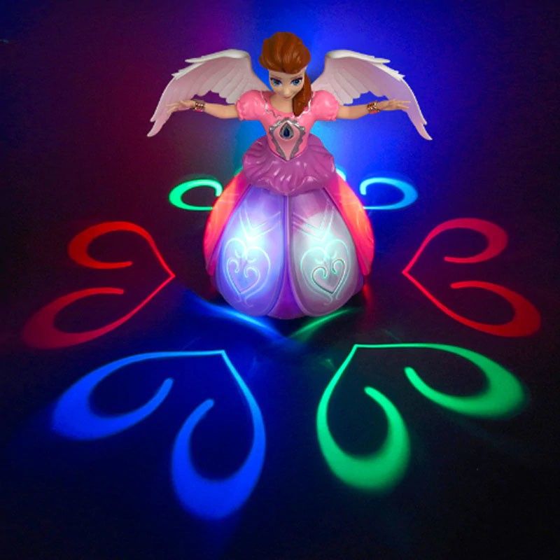 Dancing Princess Doll Toys Elsa Anna Doll with Wings Action Figure Rotating Projection Light Music Model Dolls For Girl