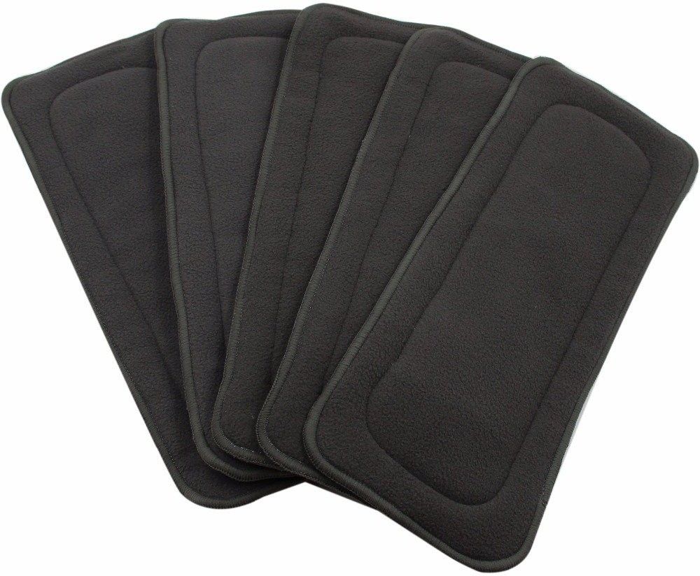 Washable Reusable Staydry Baby Bamboo Charcoal Inserts for Cloth Diapers 5 Layered-image-31