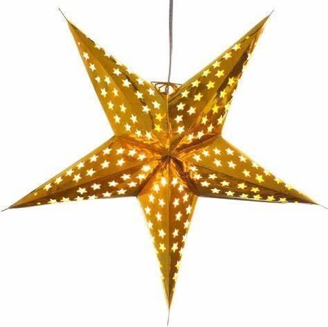 Gold Paper Star Lantern Lampshade, Out Design Paper Star Lantern Decoration Gold Paper Hanging Lantern-image-39