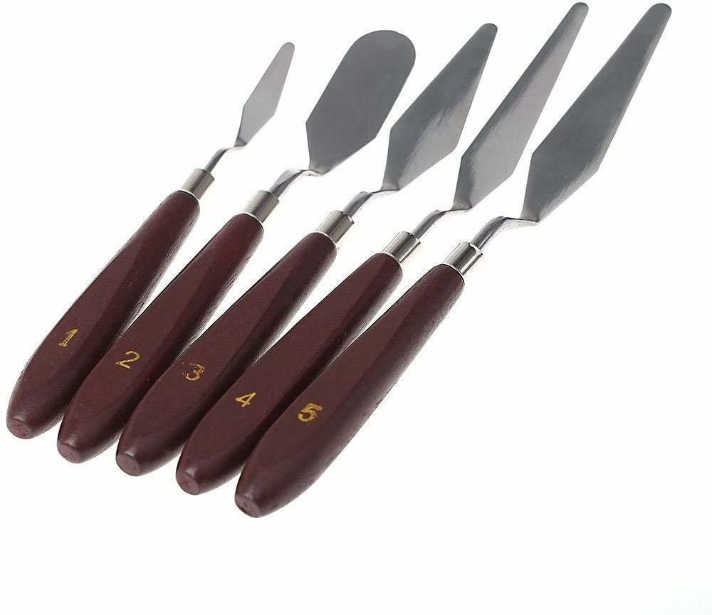 Painting Knife Set of 5 Artists Palette Knife Set,Spatula Palette Knife Painting Mixing Scraper,Thin and Flexible Art Tools for Oil Painting, Acrylic Mixing, Etc.-image-22