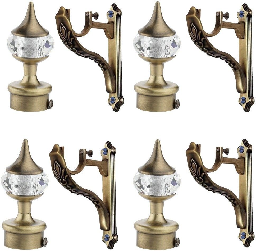 gloxy Gold Rod Rail Bracket, Curtain Knobs, Curtain Hooks, Curtain Rods Metal-picture-11