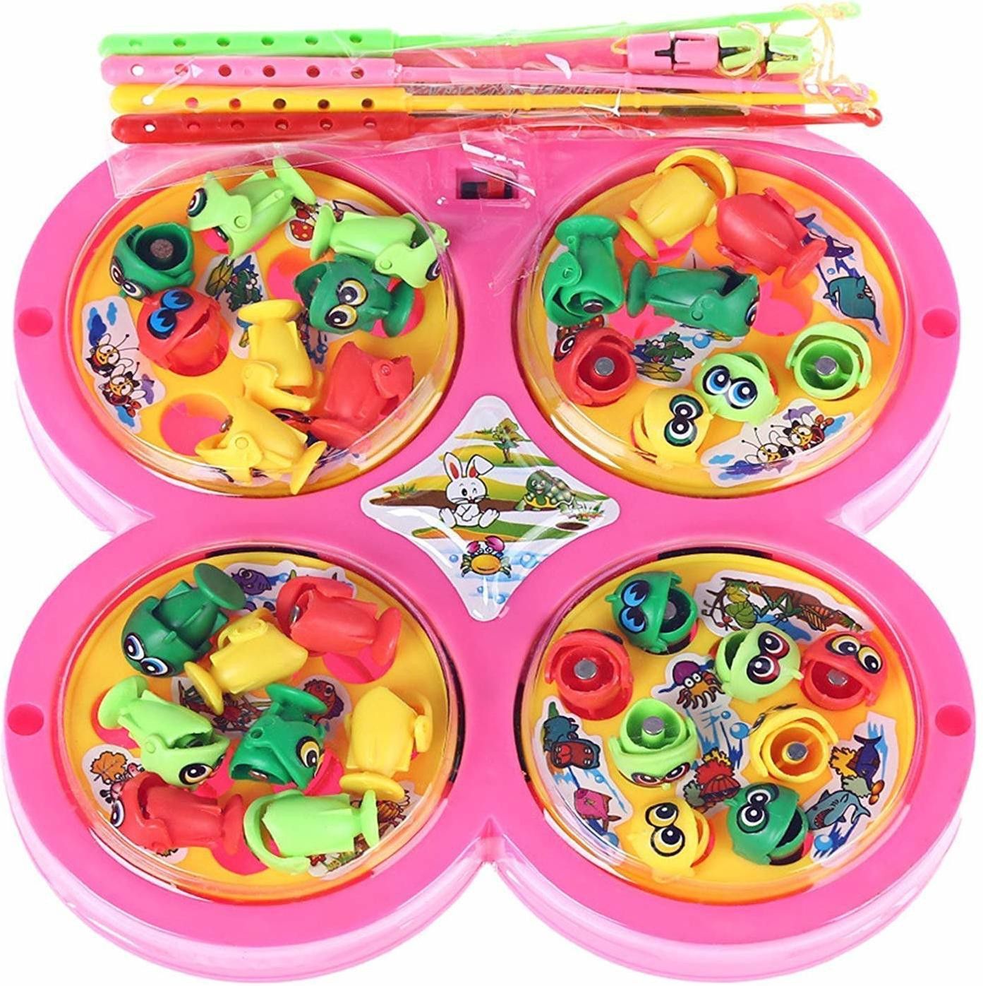 Complete Family Entertainment Set for Kids Fish catching Game with 4 Pools Battery Operated 2-4 Players Game Party & Fun Games Board Game (Multi Color)Pc of 1 set