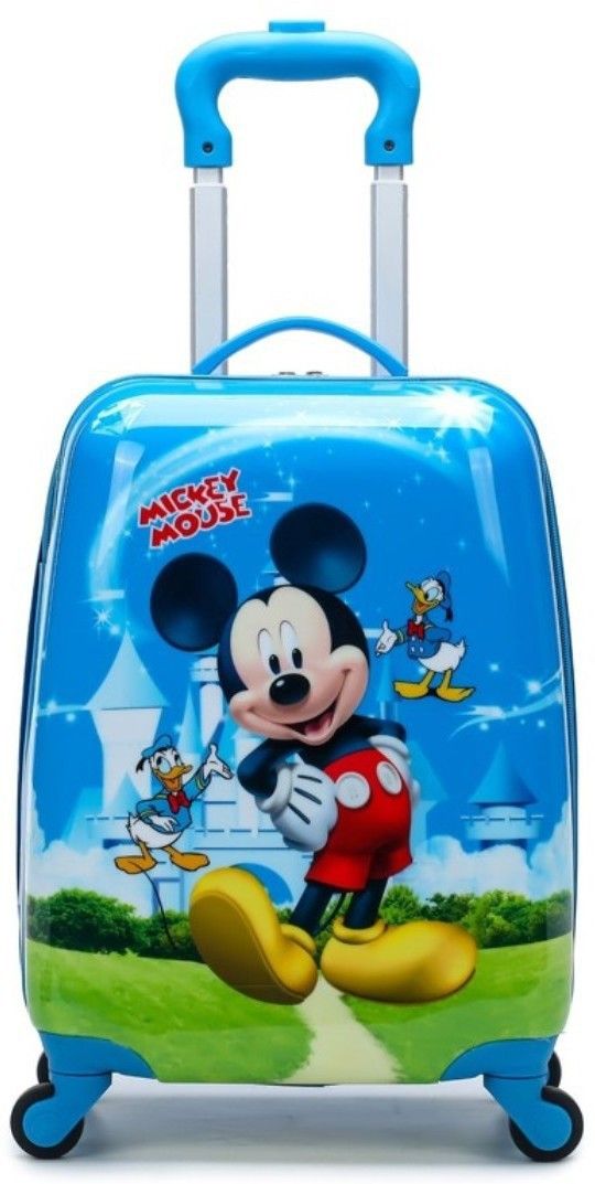 Small Cabin Suitcase (48 cm) 4 Wheels - Micky Pattern 18 Inch ( 45 cm ) Water Proof Printed Pattern Fashionable Smart School Bag For Kids Comfortable And Ergonomic Handle Luggage Bag For Boy Girls Cabin Luggage’s Bag - Blue-image-31