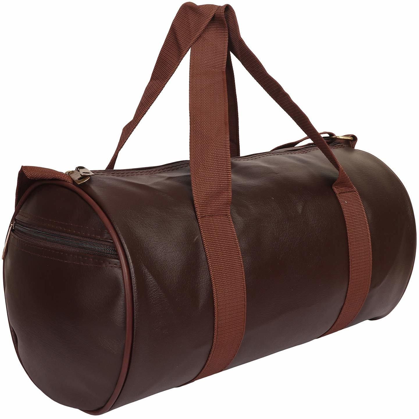 23 L Gym Duffel Bag - Premium leatherette fabric Dark Brown Gym Bag, Sports Duffel Bag for Men & Women - Brown