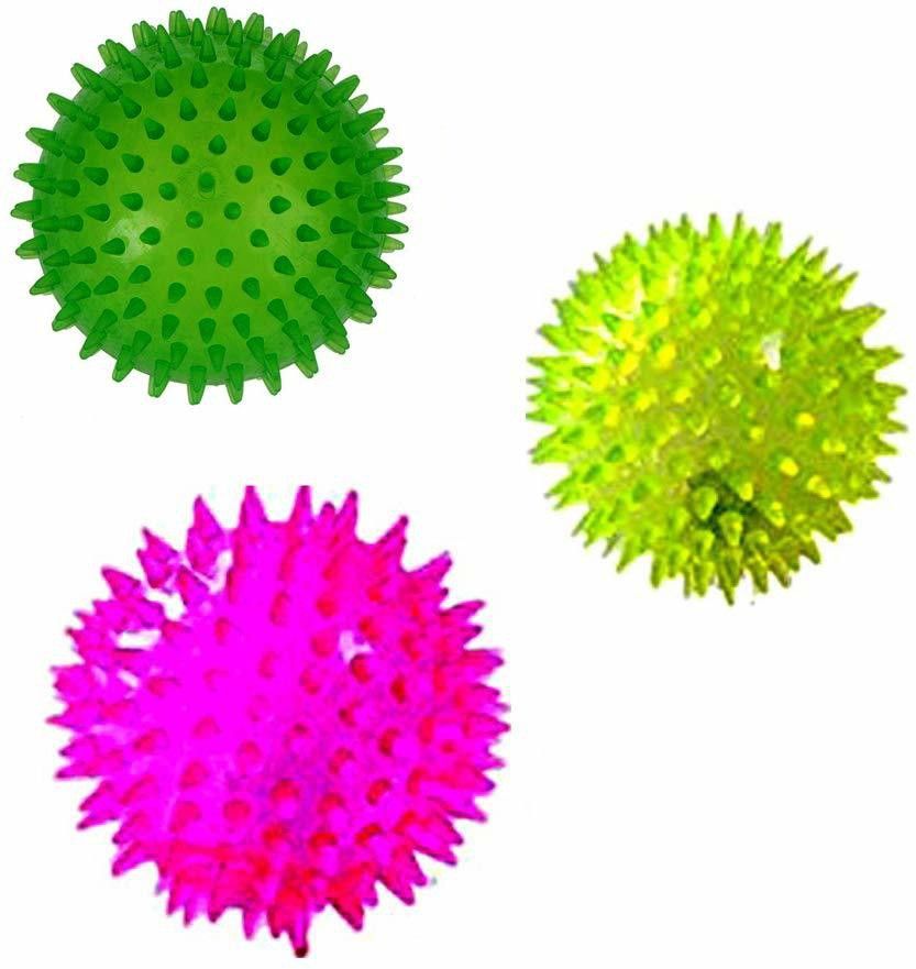 rvm toys 2in1 3QTY Rubber Spiked Ball W/ LED Sound As Dog Chew Toy / Play Puppy Teething Dog Chew-picture-45