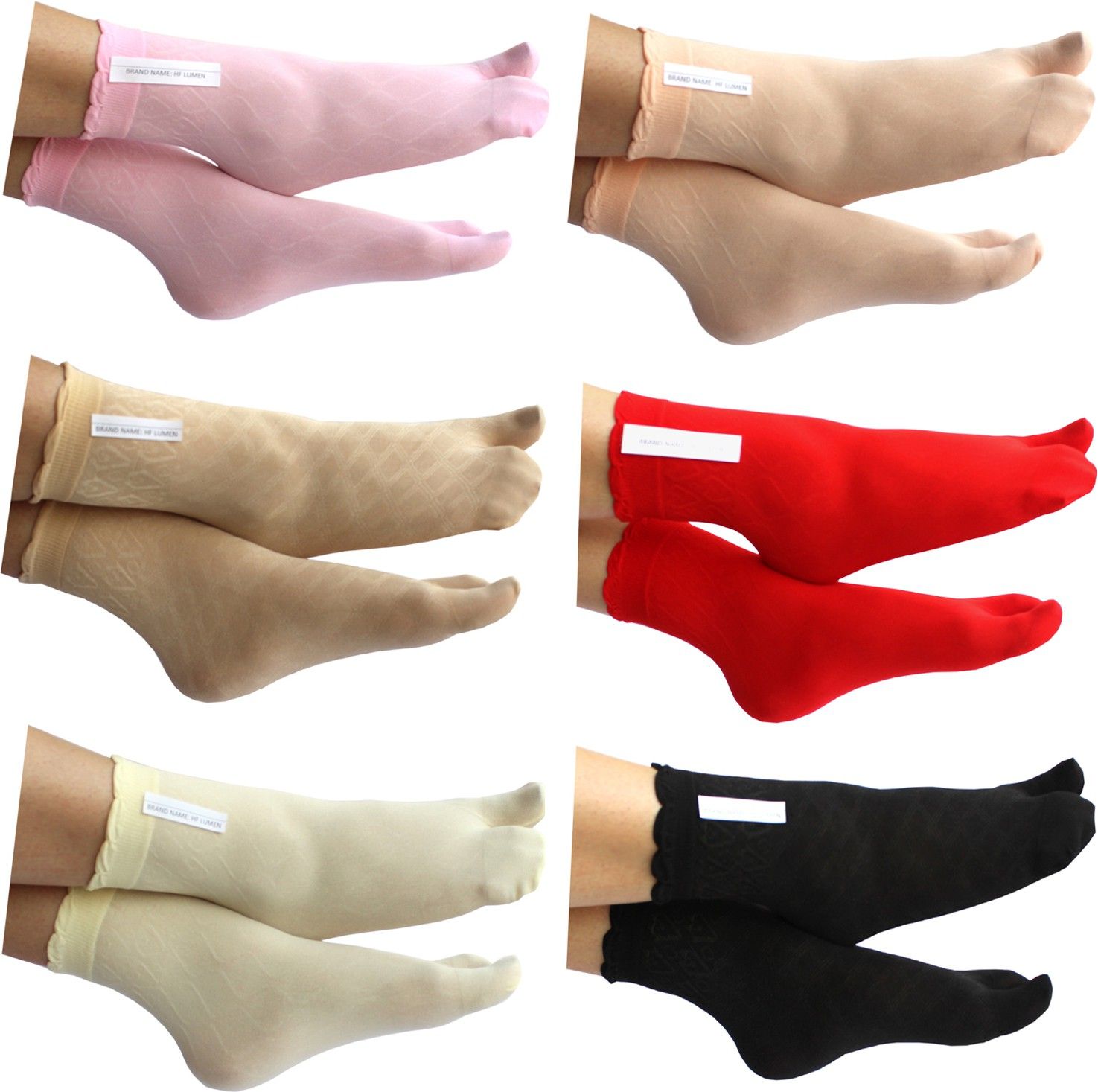 hf lumen Multicolor Fine Nylon Net Thin Socks With Thumb For Women Ankle Length-picture-19