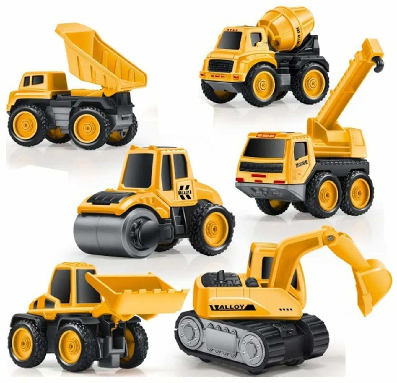 Engineering Metal Team Car Unbreakable Engineering Automobile Construction Car Machine Toys Set for Children Kids Tractor Trolly, Trucks and JCB Machine (Set of 6), (Multicolor, Pack of: 1)