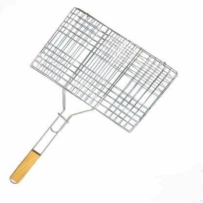 Foldable Plated Barbecue BBQ Grill Net Basket 0.3 kg Roaster