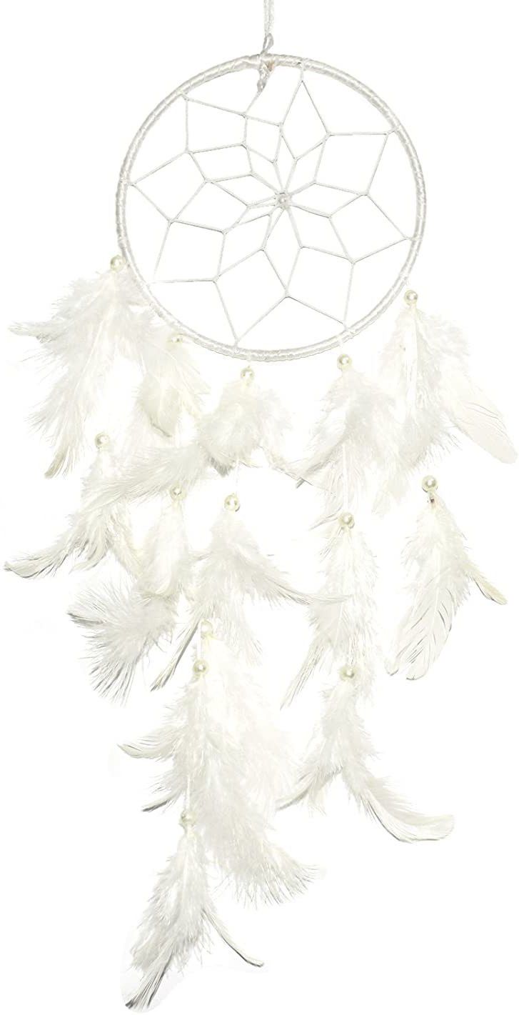 tejash enterprises Feather Dream Catcher Wall Hanging 45white Feather Dream Catcher-picture-13
