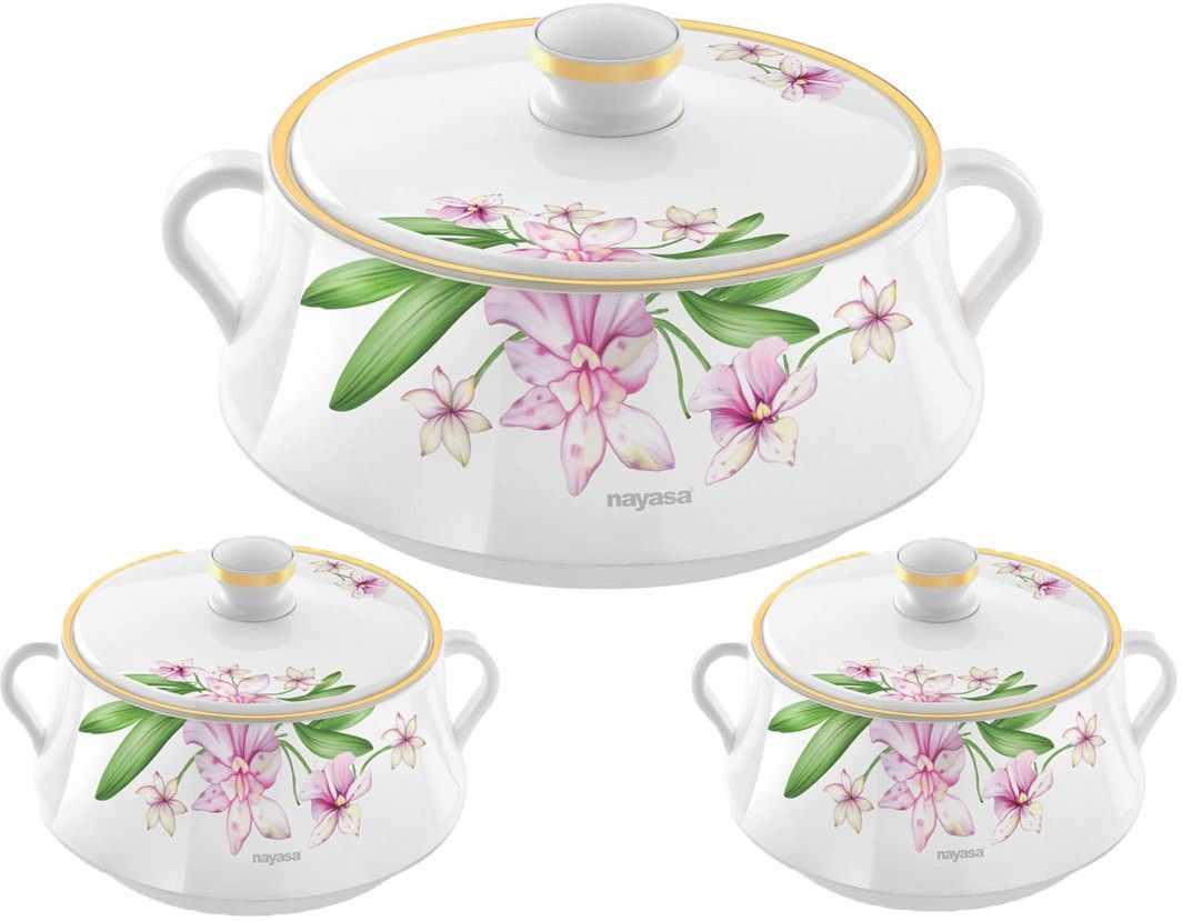 Lorenzo Small Set White Pack of 3 Thermoware Casserole Set-image-26